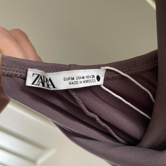 Zara Satin Cowl Neck Midi Slip Dress — Mauve — Size Medium - Picture 8 of 10